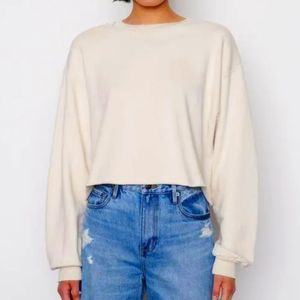 NWT FRAME Destructed Boxy Sweatshirt in Bone   XL